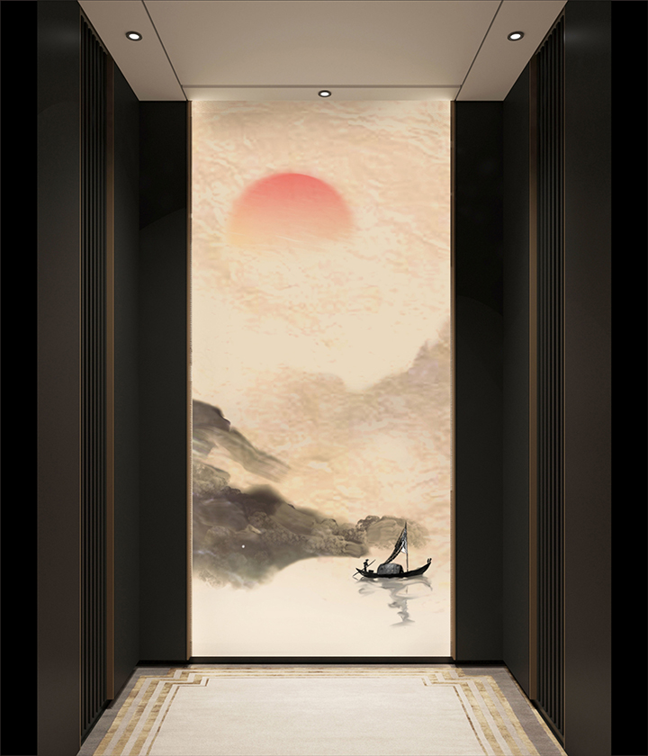 Ascensor de casa con pintura de fondo de estilo chino XSL
